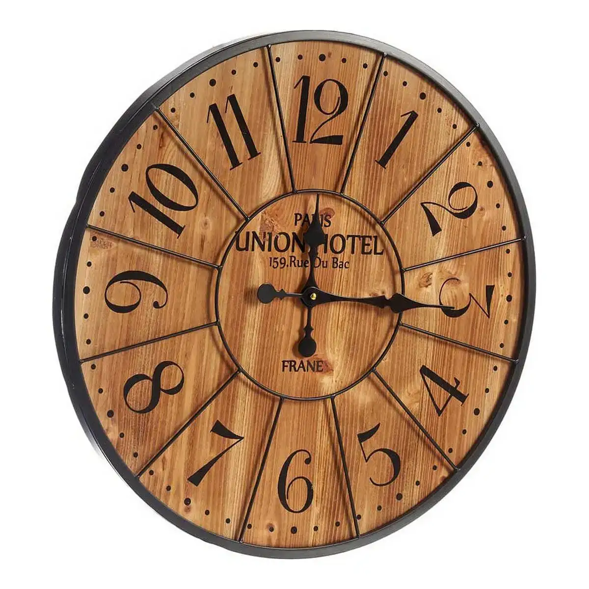 Horloge murale noir brun fonce metal bois 60 x 4 5 x 60 cm _3094. DIAYTAR COTE D'IVOIRE - L'Art de Vivre avec Authenticité. Explorez notre gamme de produits artisanaux et découvrez des articles qui apportent une touche unique à votre vie.