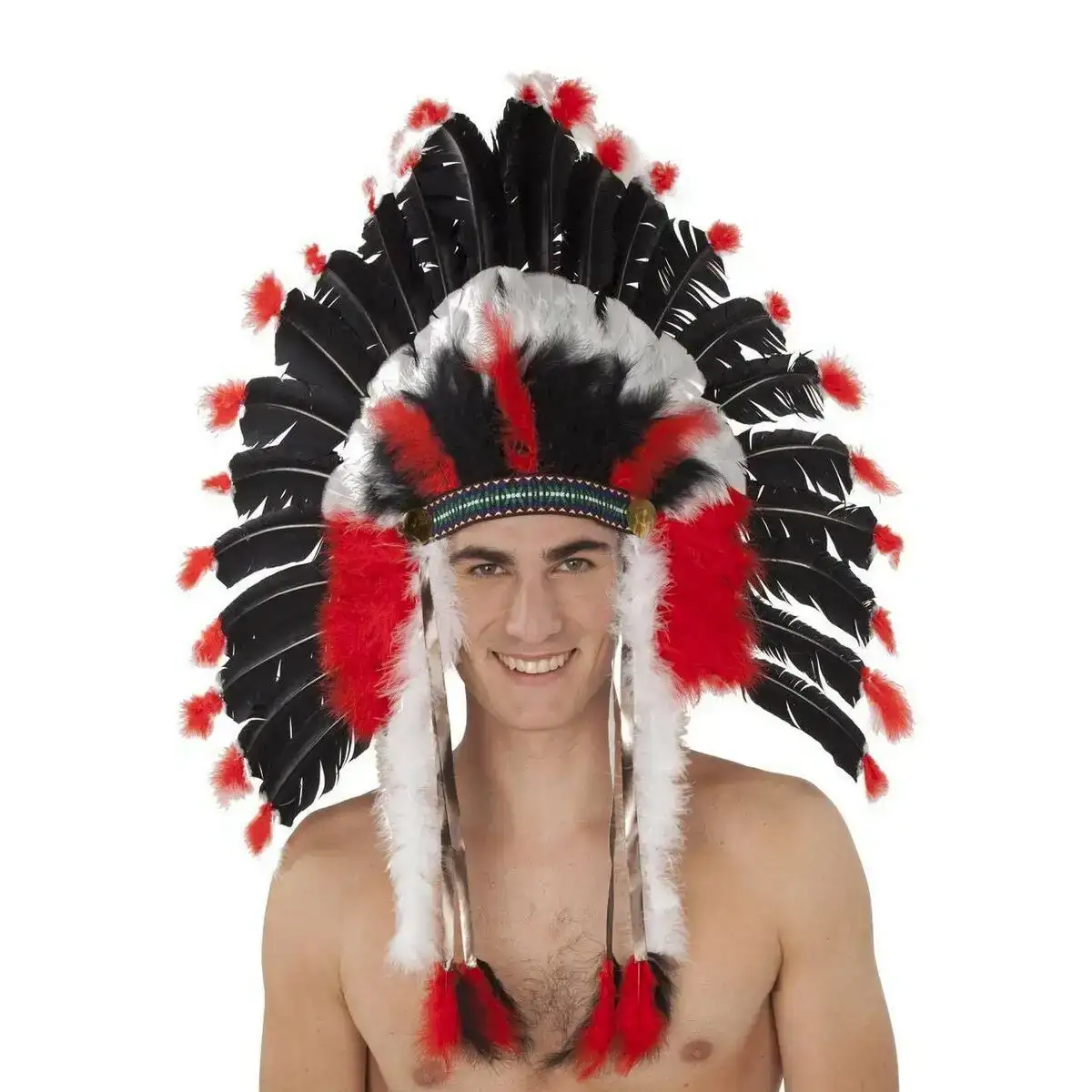 Houppe my other me indian chief rouge noir_2495. DIAYTAR COTE D'IVOIRE - Où la Tradition Renouvelée Rencontre l'Innovation. Explorez notre gamme de produits qui fusionnent l'héritage culturel avec les besoins contemporains.