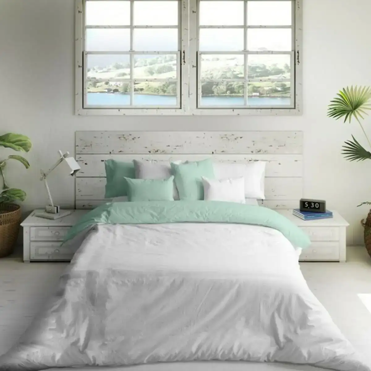 Housse de couette naturals bicolor blanc vert_2849. DIAYTAR COTE D'IVOIRE - Où Choisir est un Acte d'Amour pour le Côte d'Ivoire. Explorez notre boutique en ligne et choisissez des articles qui célèbrent la culture et l'artisanat du pays.