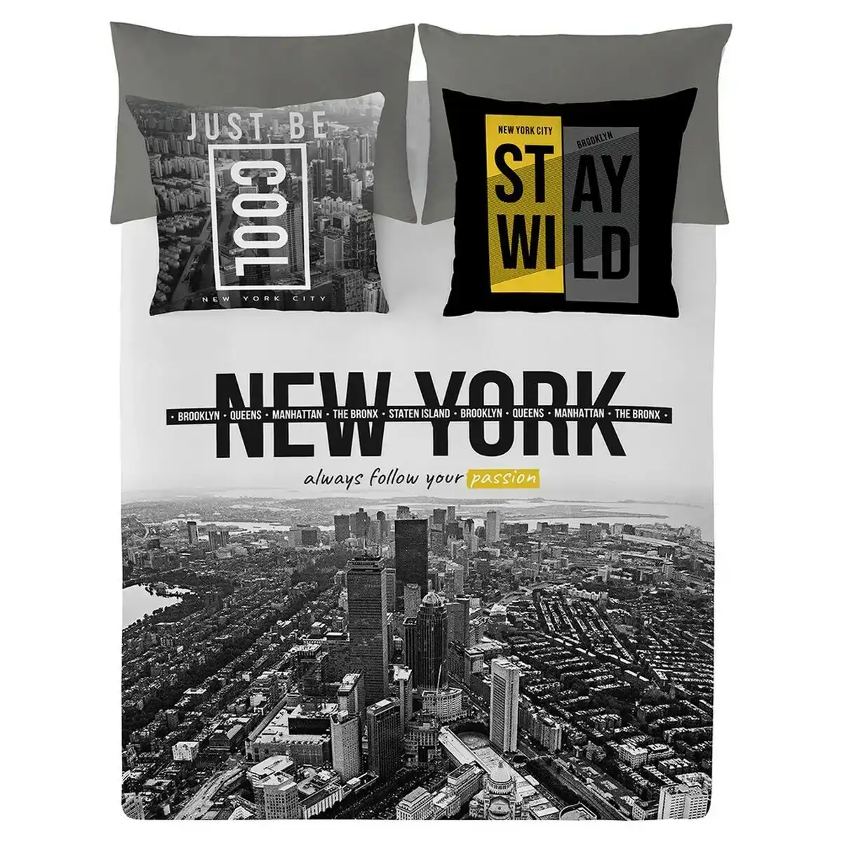 Housse de couette naturals stay city lit king size 260 x 220 cm _7989. DIAYTAR COTE D'IVOIRE - L'Art de Choisir, l'Art de S'émerveiller. Explorez notre gamme de produits et laissez-vous émerveiller par des créations authentiques et des designs modernes.