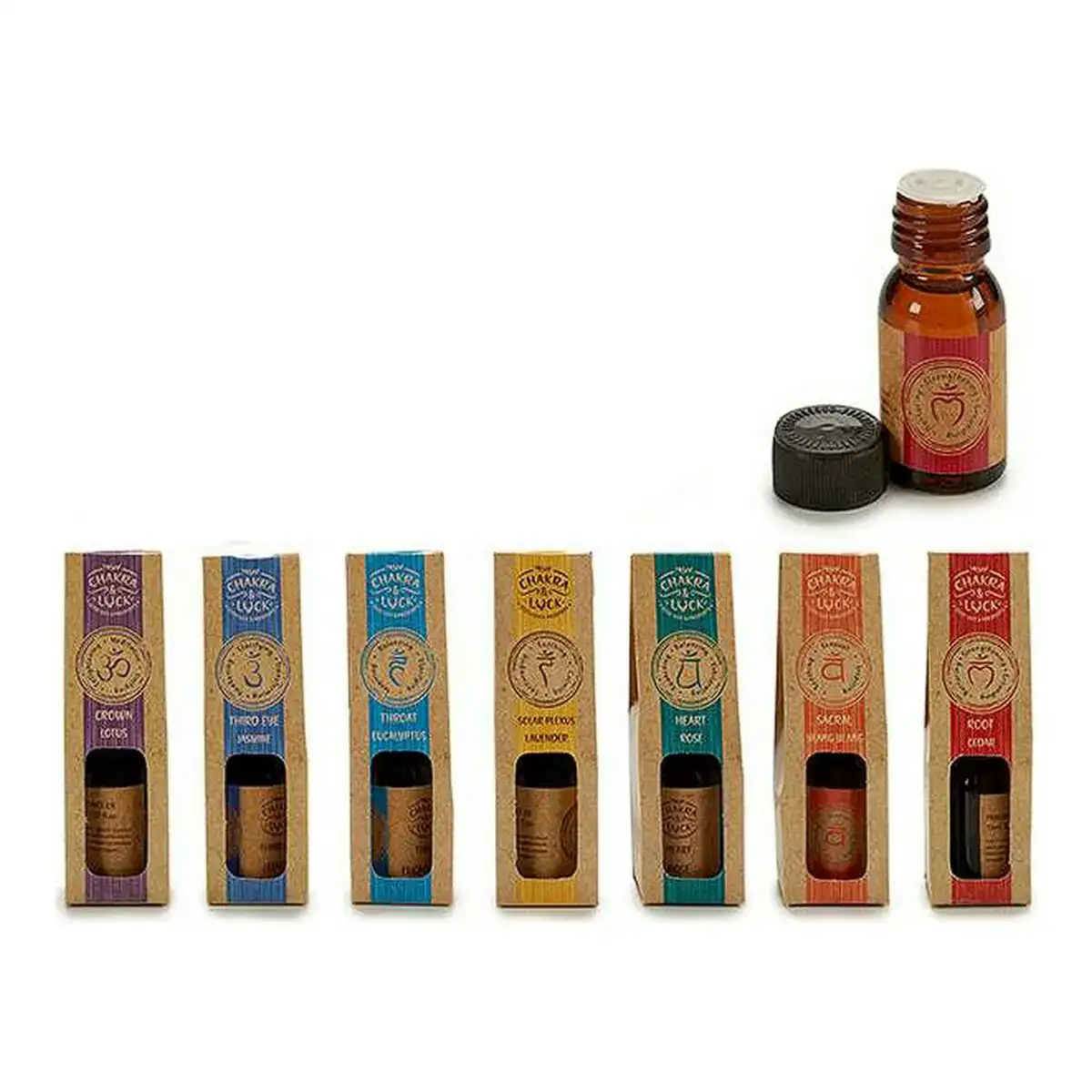 Huile de parfum chakra 15 ml rouge violet bleu orange vert bleu fonce jaune_2648. Bienvenue sur DIAYTAR COTE D'IVOIRE - Où l'Élégance Rencontrer la Tradition. Explorez notre gamme variée et trouvez des articles qui marient le chic moderne au charme ancestral.