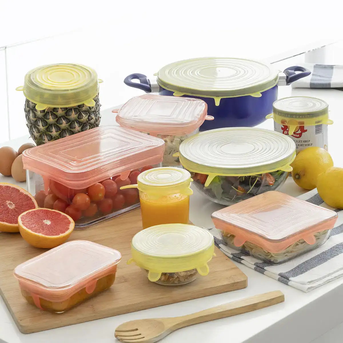 Jeu de 10 couvercles de cuisine reutilisables et reglables lilyd innovagoods_8135. DIAYTAR COTE D'IVOIRE - Là où Chaque Produit est une Trouvaille Unique. Découvrez notre boutique en ligne et trouvez des articles qui vous distinguent par leur originalité.