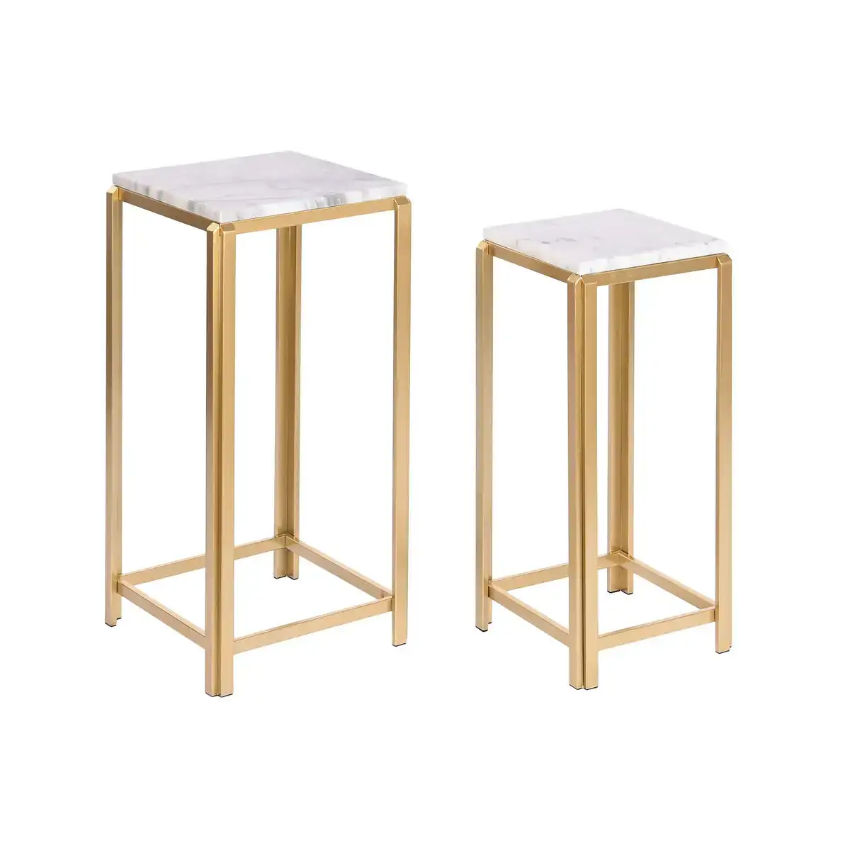Jeu de 2 tables dkd home decor 33 x 33 x 70 cm dore metal blanc marbre_4859. DIAYTAR COTE D'IVOIRE - Où la Tradition Renouvelée Rencontre l'Innovation. Explorez notre gamme de produits qui fusionnent l'héritage culturel avec les besoins contemporains.