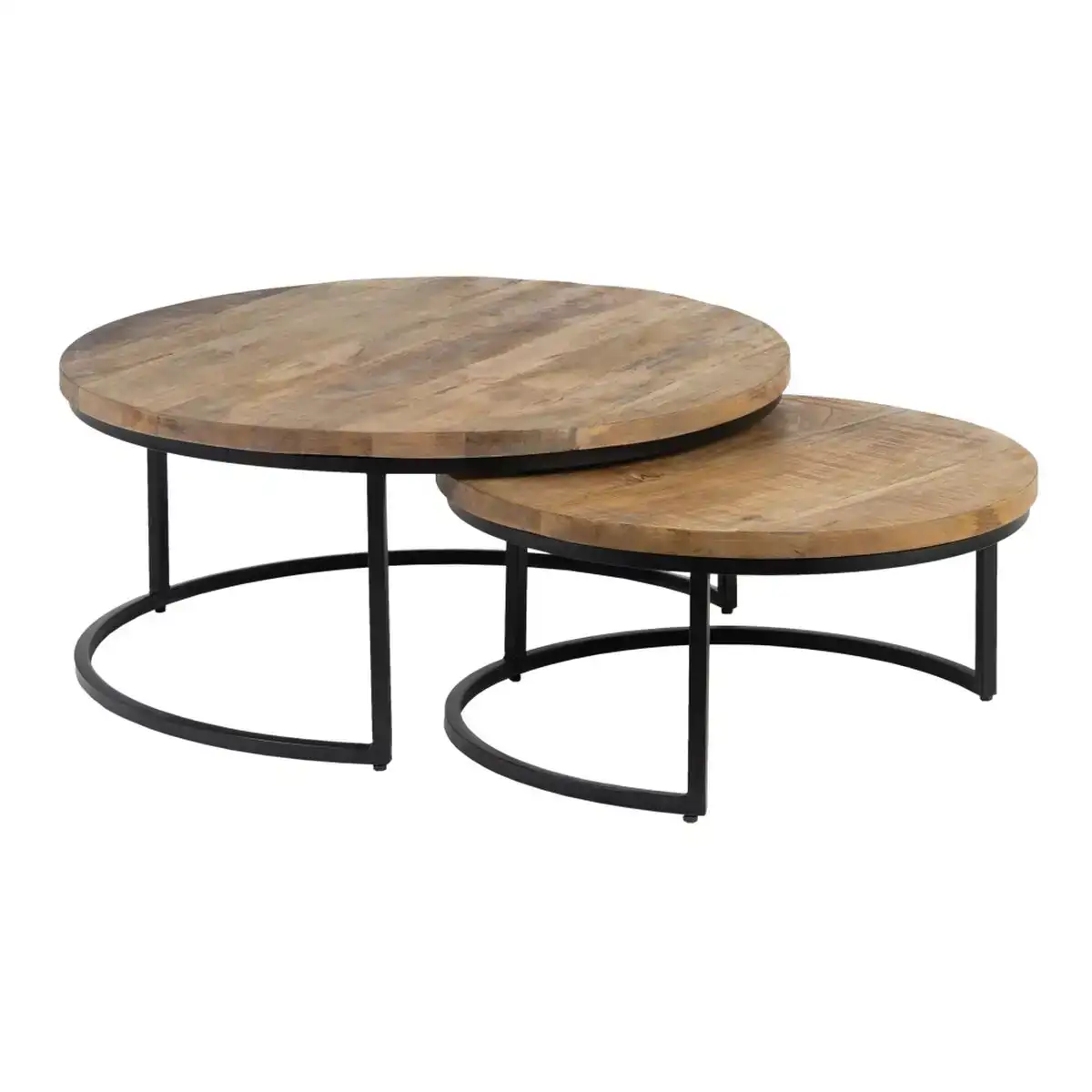 Jeu de 2 tables fer bois de manguier 90 x 90 x 40 cm_1825. Bienvenue sur DIAYTAR COTE D'IVOIRE - Où Chaque Détail compte. Plongez dans notre univers et choisissez des produits qui ajoutent de l'éclat et de la joie à votre quotidien.