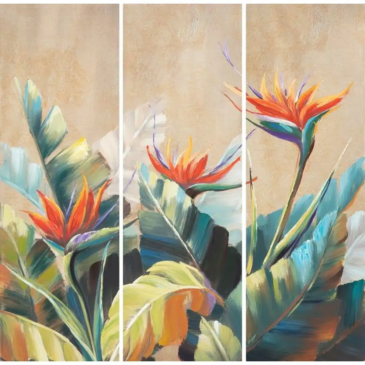 Jeu de 3 tableaux dkd home decor tropical 90 x 3 7 x 90 cm _3160. DIAYTAR COTE D'IVOIRE - Votre Portail Vers l'Exclusivité. Explorez notre boutique en ligne pour trouver des produits uniques et exclusifs, conçus pour les amateurs de qualité.