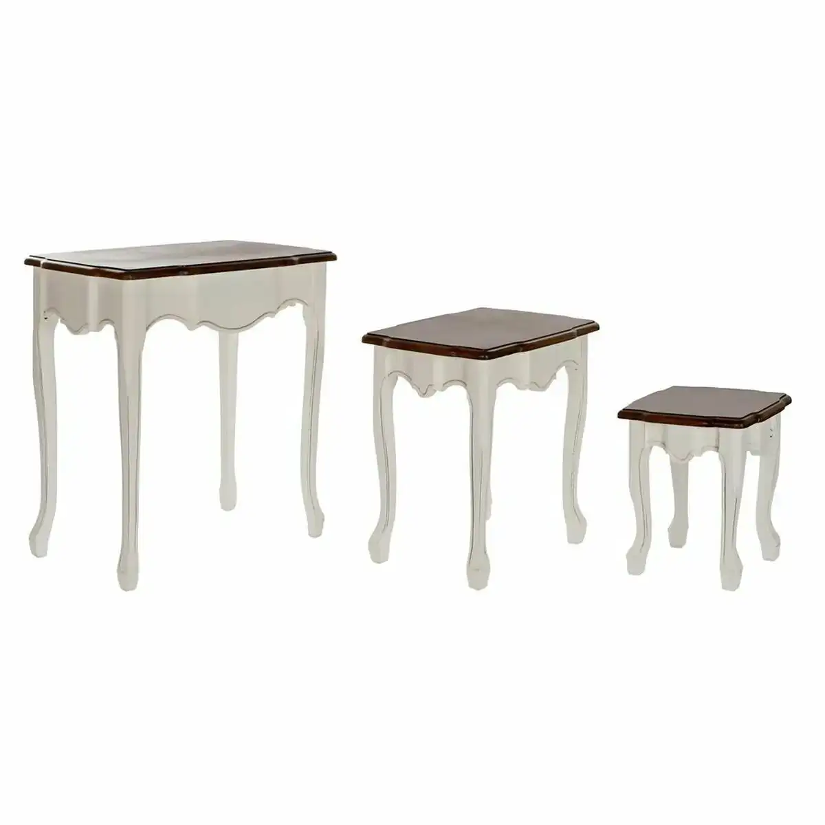Jeu de 3 tables dkd home decor bois marron blanc plastique 60 x 40 x 66 cm_1590. Bienvenue chez DIAYTAR COTE D'IVOIRE - Où Choisir est un Voyage. Plongez dans notre plateforme en ligne pour trouver des produits qui ajoutent de la couleur et de la texture à votre quotidien.