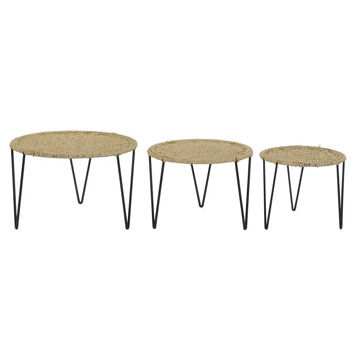 Jeu de 3 tables dkd home decor marron noir naturel metal corde 62 x 62 x 40 cm_8829. DIAYTAR COTE D'IVOIRE - Là où Chaque Achat a du Sens. Explorez notre gamme et choisissez des produits qui racontent une histoire, du traditionnel au contemporain.