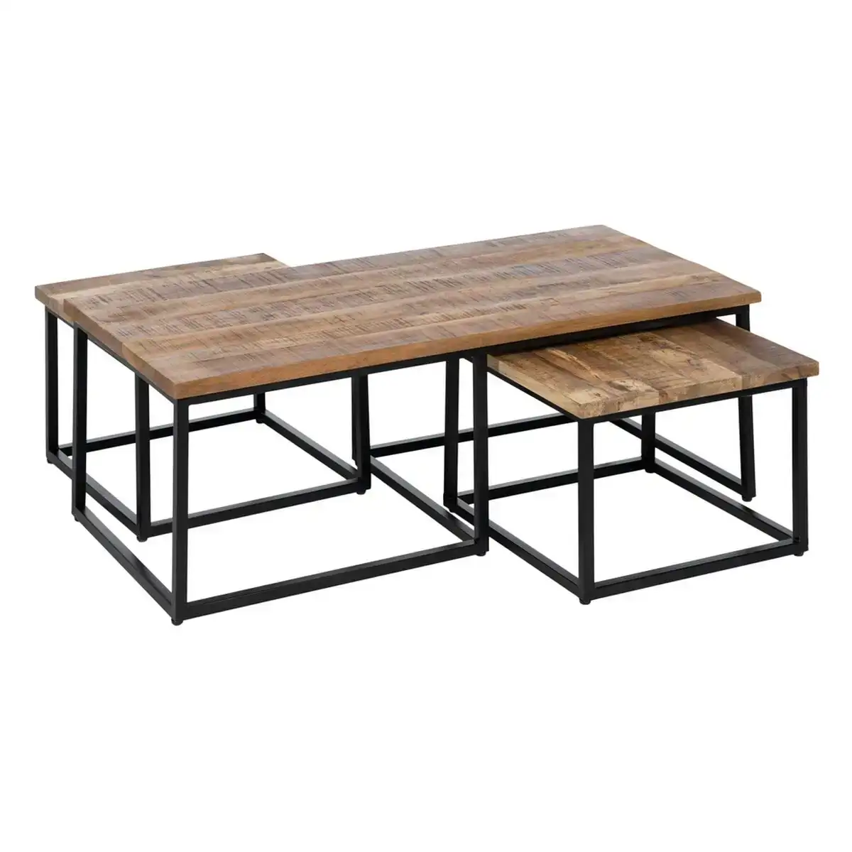 Jeu de 3 tables fer bois de manguier 120 x 55 x 41 cm_4294. DIAYTAR COTE D'IVOIRE - Où Chaque Achat Raconte une Histoire. Explorez notre boutique en ligne et créez votre propre narration à travers notre diversité de produits, chacun portant une signification unique.