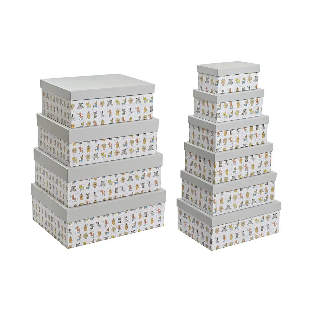 Jeu de caisses de rangement empilables dkd home decor gris animaux de compagnie carton 43 5 x 33 5 x 15 5 cm _2549. DIAYTAR COTE D'IVOIRE - Là où Chaque Produit a son Propre Éclat. Explorez notre boutique en ligne et trouvez des articles qui ajoutent de la brillance à votre quotidien.
