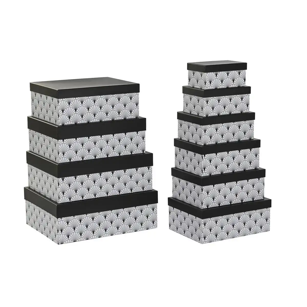 Jeu de caisses de rangement empilables dkd home decor noir blanc carton_6107. DIAYTAR COTE D'IVOIRE - Votre Source d'Inspiration Shopping. Parcourez nos rayons et trouvez des articles qui vous inspirent, que ce soit pour votre style, votre maison ou votre vie quotidienne.