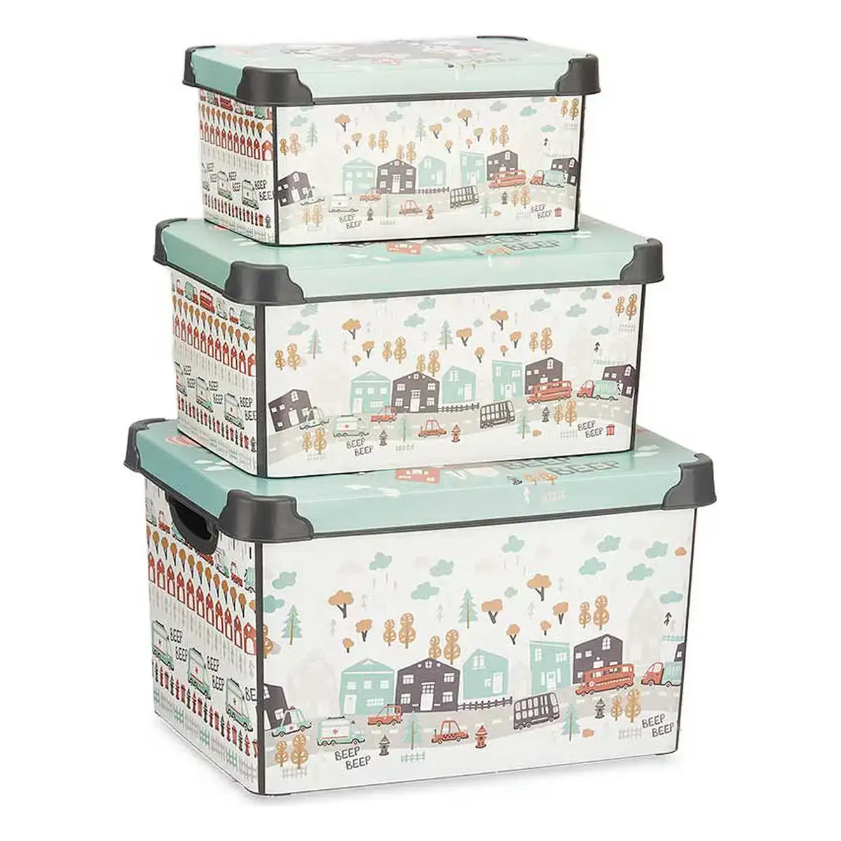 Jeu de caisses de rangement empilables road 3 pieces plastique_2352. DIAYTAR COTE D'IVOIRE - Votre Destination Shopping Inspirante. Explorez notre catalogue pour trouver des articles qui stimulent votre créativité et votre style de vie.