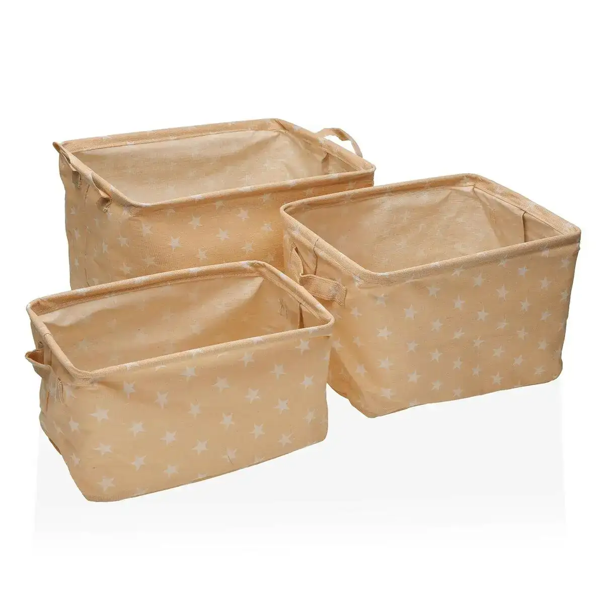 Jeu de caisses de rangement empilables versa rect stars beige polyester fusion 3 pieces_5378. DIAYTAR COTE D'IVOIRE - Votre Destination Shopping Éthique. Parcourez notre gamme et choisissez des articles qui respectent l'environnement et les communautés locales.
