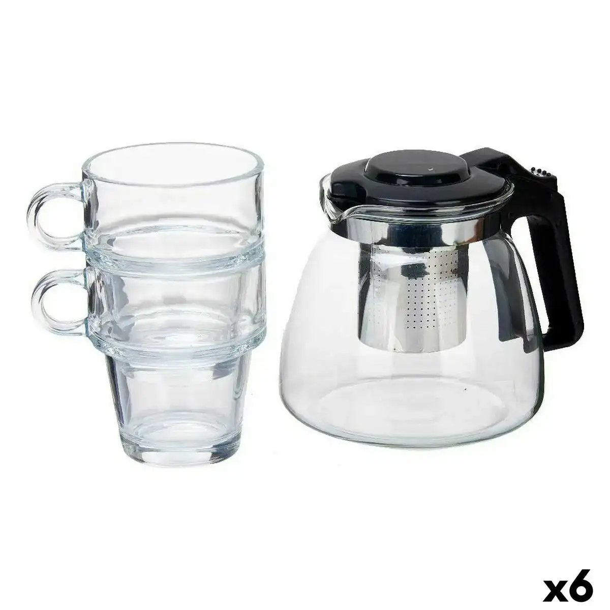 Jeu de theiere 900 ml transparent plastique verre 6 unites _6335. DIAYTAR COTE D'IVOIRE - Là où le Shopping Devient une Expérience. Naviguez à travers notre catalogue diversifié et découvrez des produits qui ajoutent de la couleur et de la passion à votre vie.
