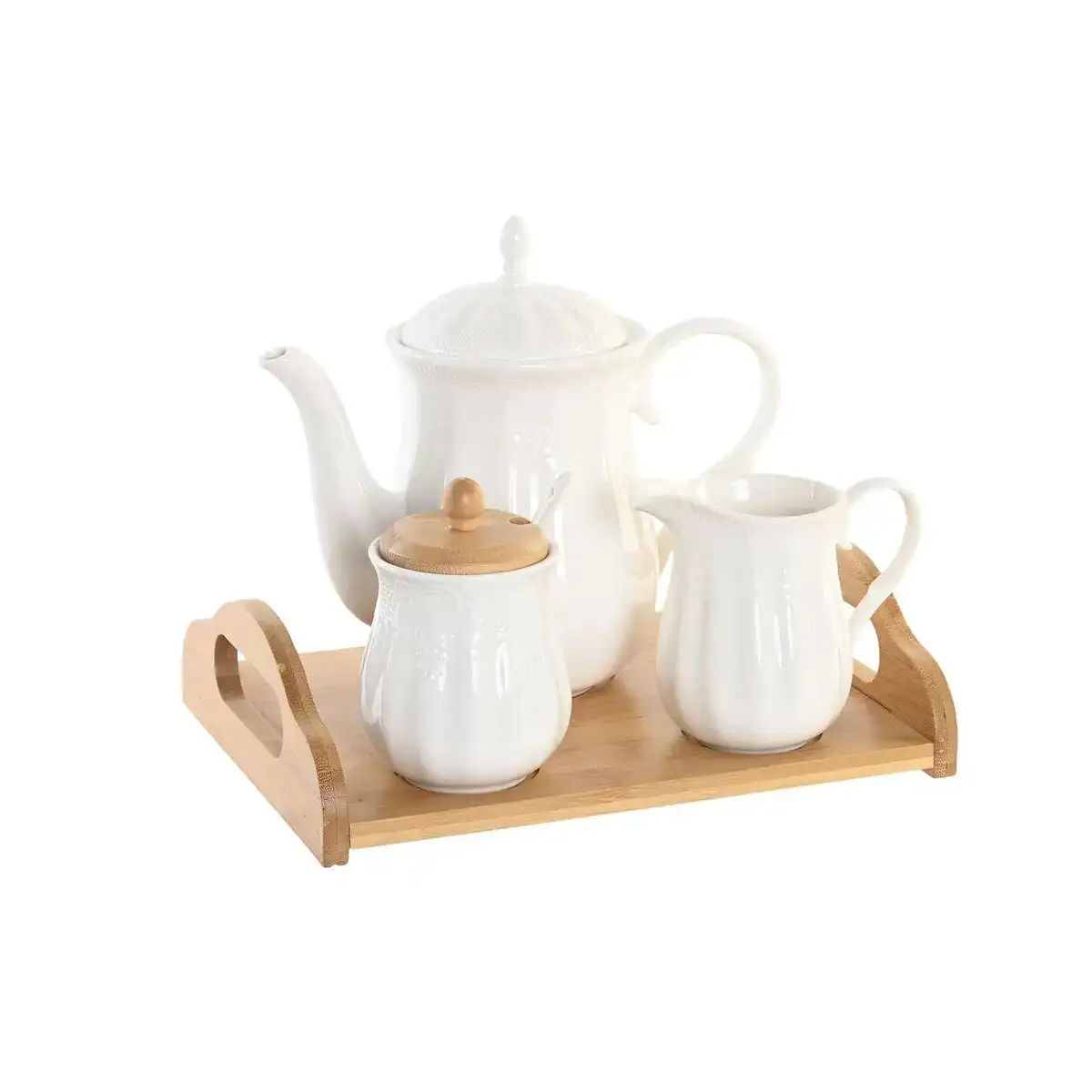 Jeu de theiere dkd home decor naturel porcelaine blanc bambou_7315. DIAYTAR COTE D'IVOIRE - Là où Chaque Produit Évoque une Émotion. Parcourez notre catalogue et choisissez des articles qui vous touchent et qui enrichissent votre expérience.