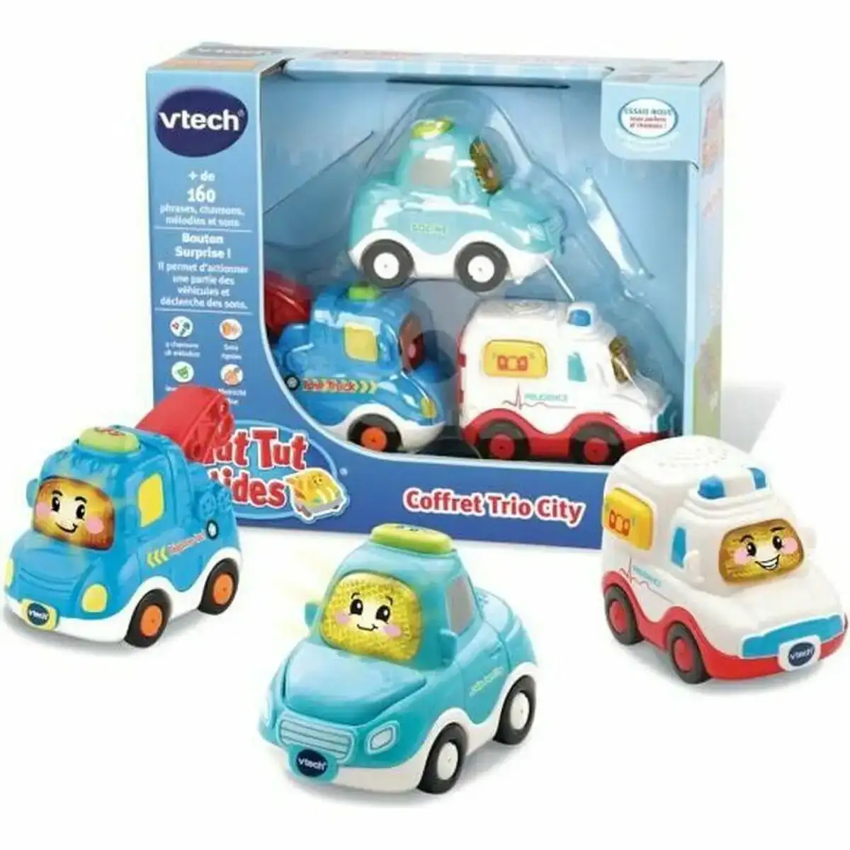 Jeu de vehicules vtech city trio box sedan tow truck ambulance _6188. DIAYTAR COTE D'IVOIRE - Là où la Diversité Rencontre la Qualité. Parcourez notre gamme complète et trouvez des produits qui incarnent la richesse et l'unicité du Côte d'Ivoire.
