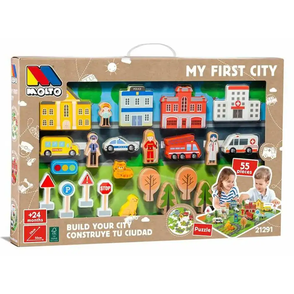 Jeu en bois molto my firts city_6531. DIAYTAR COTE D'IVOIRE - Votre Paradis Shopping au Cœur du Côte d'Ivoire. Explorez notre boutique en ligne et découvrez des produits conçus pour enchanter chaque aspect de votre vie.