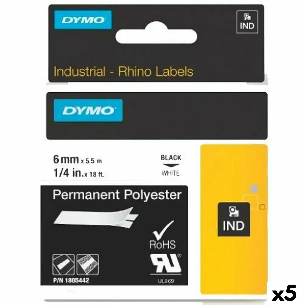 Kit de gaines thermo retratables rhino dymo id1 6 6 x 5 5 mm noir polyester blanc 5 unites _5463. DIAYTAR COTE D'IVOIRE - Où Choisir est un Acte de Création. Naviguez à travers notre plateforme et choisissez des produits qui complètent votre histoire personnelle.