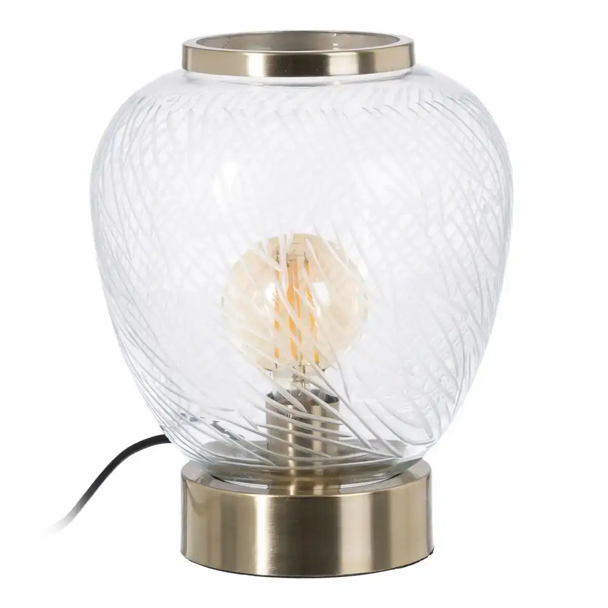 Lampe de bureau verre metal 22 x 22 x 31 cm_7630. DIAYTAR COTE D'IVOIRE - Où l'Élégance se Mêle à l'Authenticité. Naviguez à travers notre boutique en ligne et choisissez des produits qui incarnent le style et la tradition du Côte d'Ivoire.