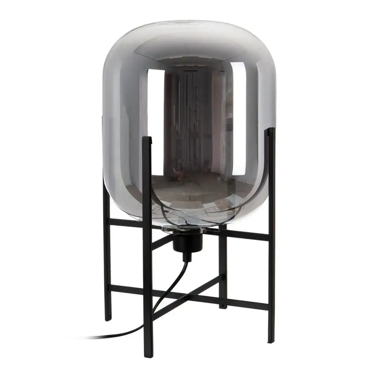 Lampe de bureau verre noir metal 28 x 28 x 47 cm_9273. Entrez dans l'Univers de DIAYTAR COTE D'IVOIRE - Où Chaque Produit a son Histoire. Explorez notre catalogue et découvrez des trésors qui racontent la riche culture du Côte d'Ivoire.