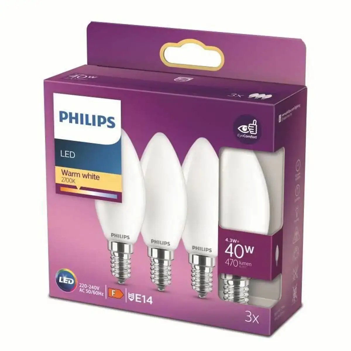 Lampe led philips 8719514272170 40 w a f e14 2700k 3 unites _3321. DIAYTAR COTE D'IVOIRE - Votre Destination Shopping Inspirante. Explorez notre catalogue pour trouver des articles qui stimulent votre créativité et votre style de vie.