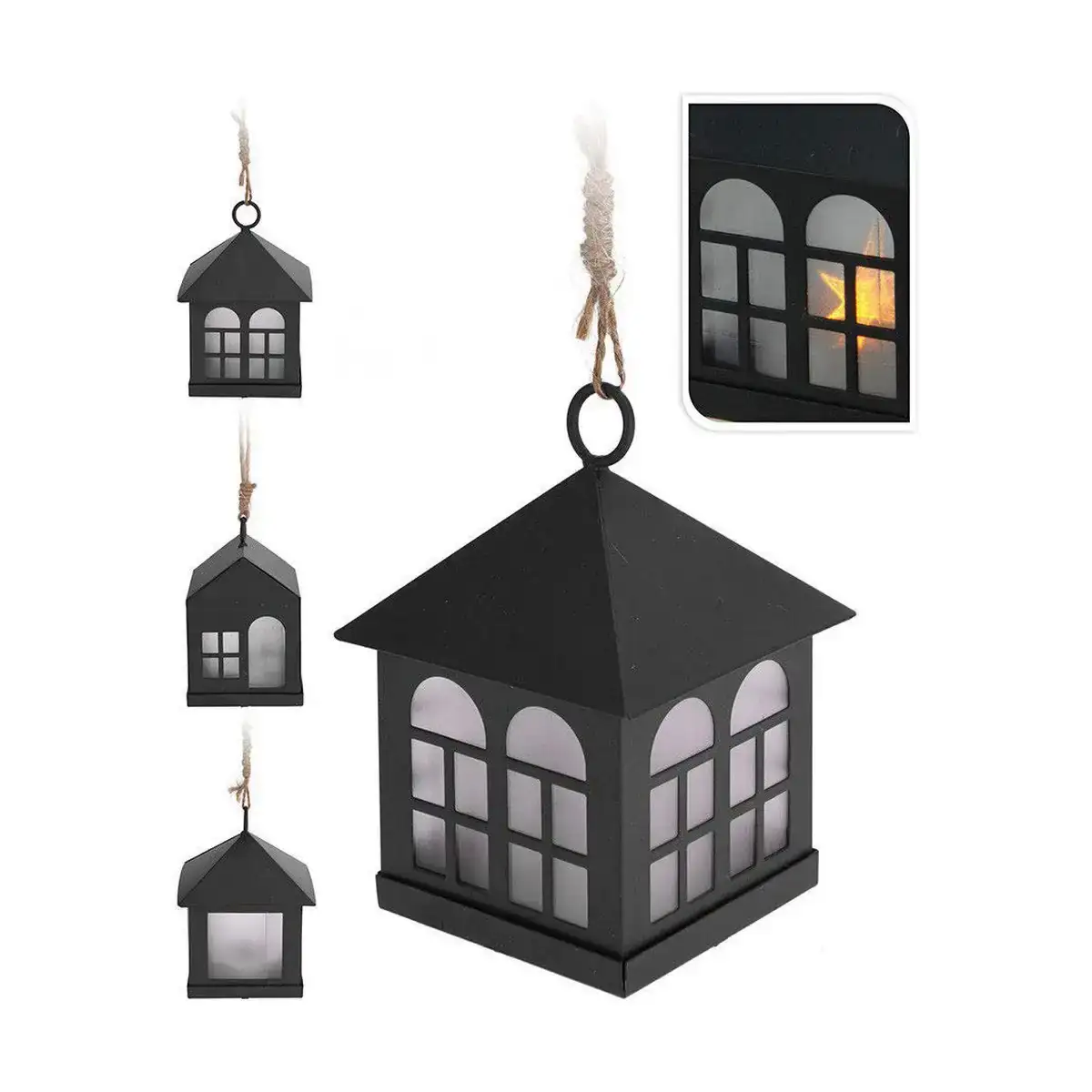 Lampion decoration with light noir metal_4968. DIAYTAR COTE D'IVOIRE - Où l'Élégance se Mêle à l'Authenticité. Naviguez à travers notre boutique en ligne et choisissez des produits qui incarnent le style et la tradition du Côte d'Ivoire.