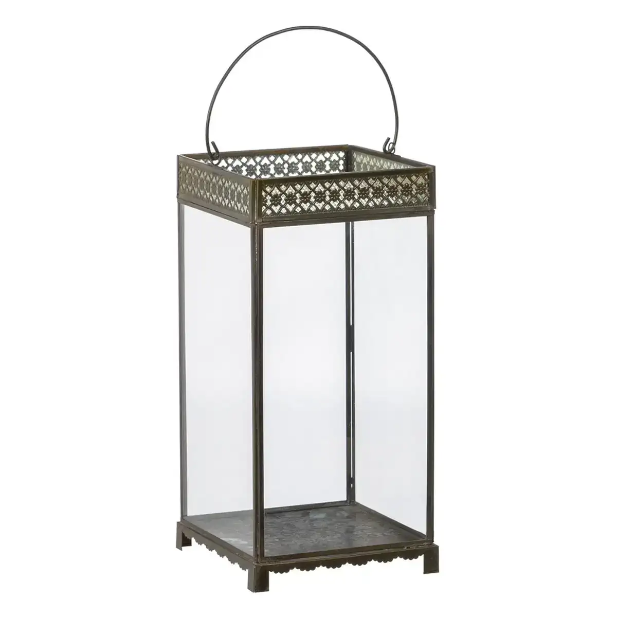 Lanterne bougeoir verre dore metal 18 x 18 x 37 cm_3990. DIAYTAR COTE D'IVOIRE - L'Art du Shopping Éclairé. Naviguez à travers notre plateforme intuitive et découvrez une variété d'articles soigneusement sélectionnés pour répondre à vos besoins et à vos envies.