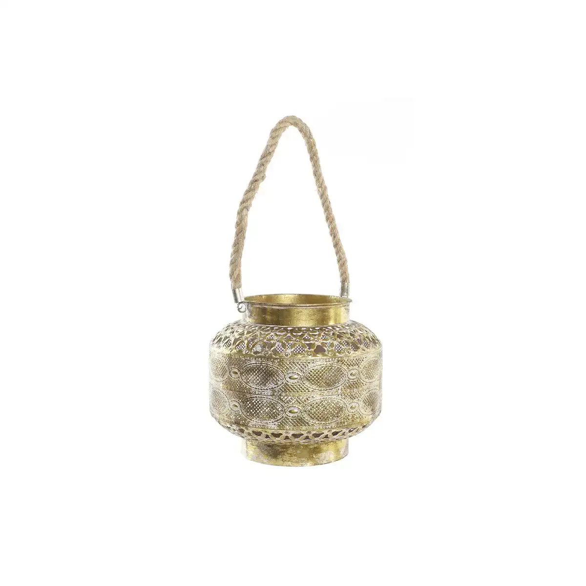Lanterne dkd home decor 26 5 x 26 5 x 22 cm finition vieillie verre dore metal arabe_7824. DIAYTAR COTE D'IVOIRE - L'Artisanat à Portée de Clic. Découvrez notre boutique en ligne pour trouver des produits uniques qui célèbrent la créativité et l'artisanat sénégalais.