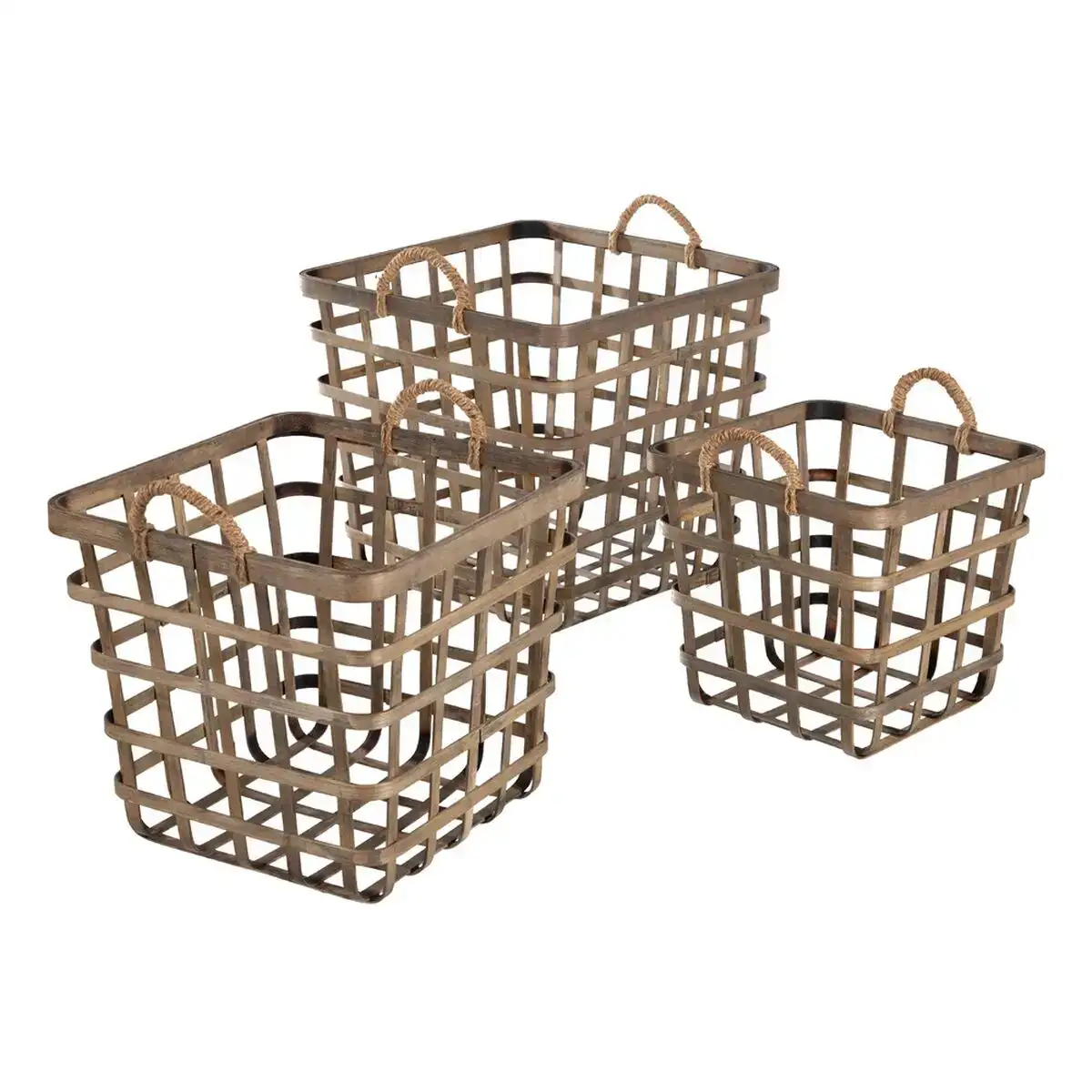 Lot de paniers 42 x 42 x 37 cm naturel bambou 3 pieces _7412. Découvrez DIAYTAR COTE D'IVOIRE - Votre Source de Produits Variés et un Service Exceptionnel. Parcourez nos catégories et bénéficiez d'un service client dévoué, prêt à vous guider à chaque étape.