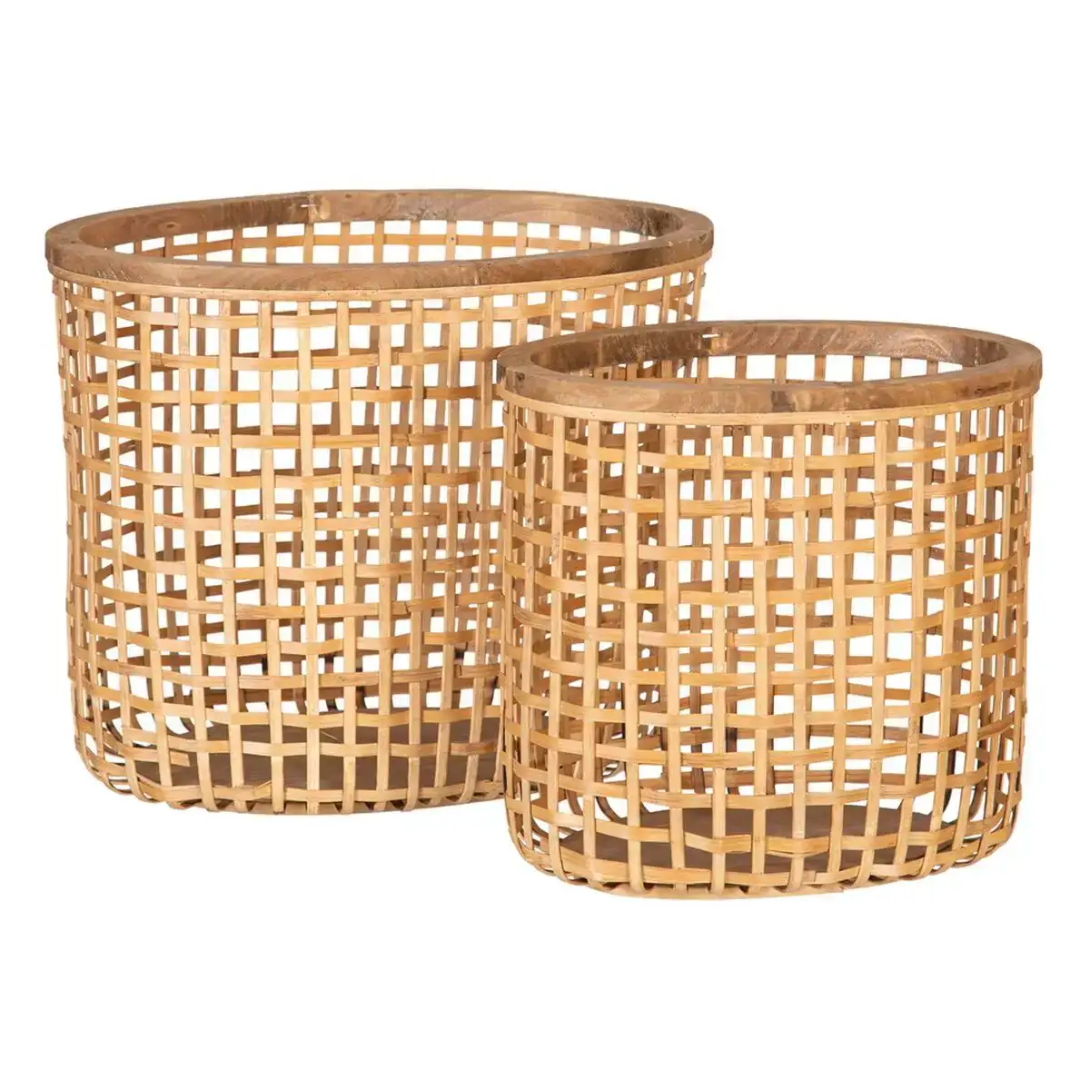 Lot de paniers 44 x 30 x 35 cm naturel rotin 2 pieces _9319. DIAYTAR COTE D'IVOIRE - Là où Chaque Produit a son Histoire. Découvrez notre gamme de produits, chacun portant en lui le récit de l'artisanat et de la passion, pour vous offrir une expérience de shopping authentique.