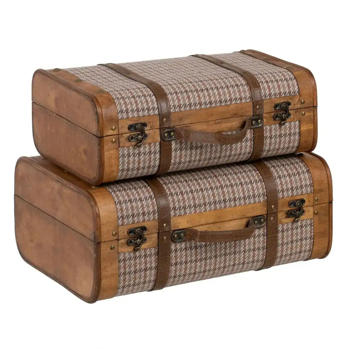 Lot de paniers 50 x 36 x 20 cm tissu synthetique bois carreaux 2 pieces _6808. DIAYTAR COTE D'IVOIRE - Là où Choisir est un Acte d'Amour pour le Côte d'Ivoire. Explorez notre gamme et choisissez des produits qui célèbrent la culture et l'artisanat du pays.