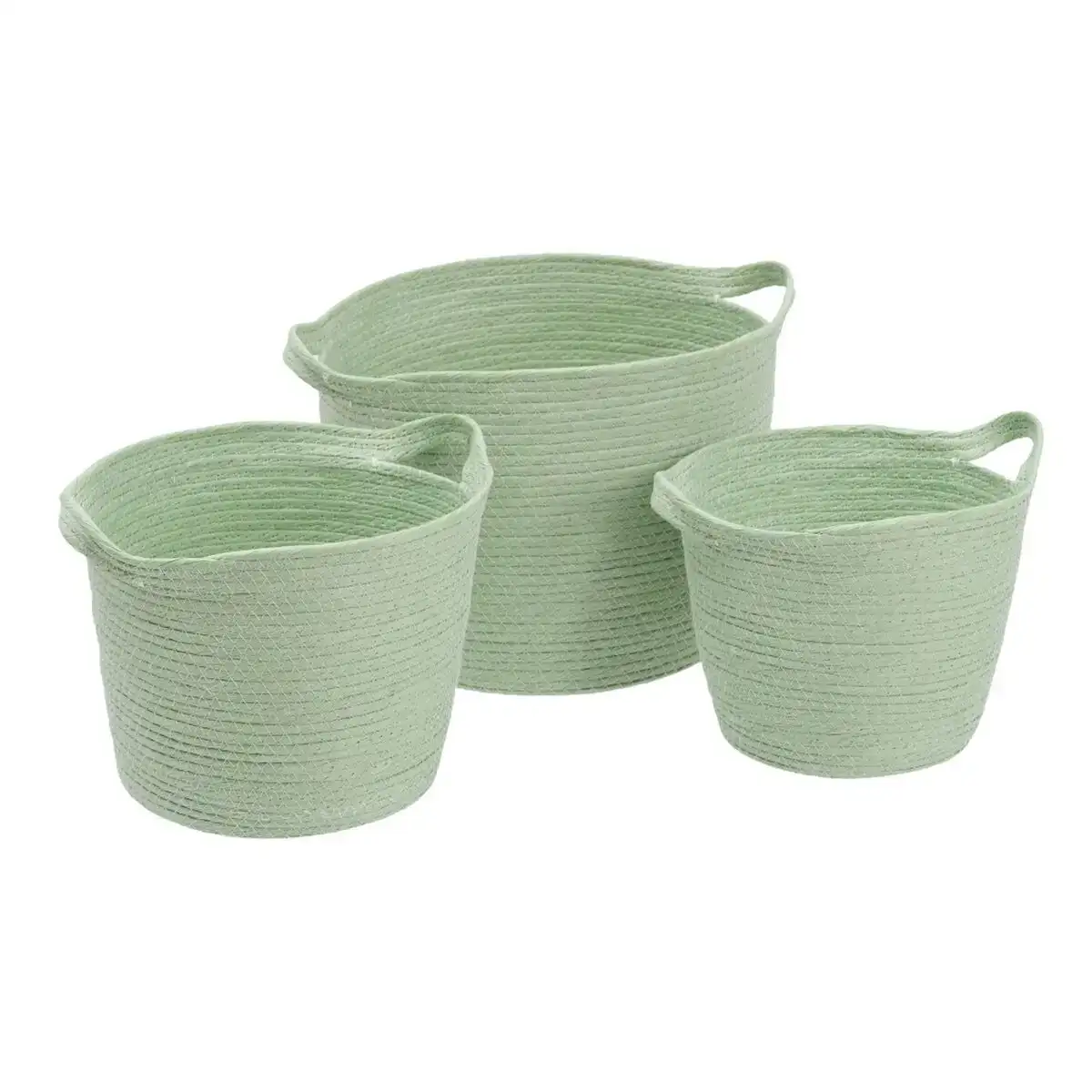 Lot de paniers corde vert clair 26 x 26 x 33 cm 3 pieces _9094. Bienvenue chez DIAYTAR COTE D'IVOIRE - Où le Shopping Devient un Voyage. Explorez notre plateforme pour dénicher des produits uniques, racontant l'histoire et l'âme du Côte d'Ivoire.