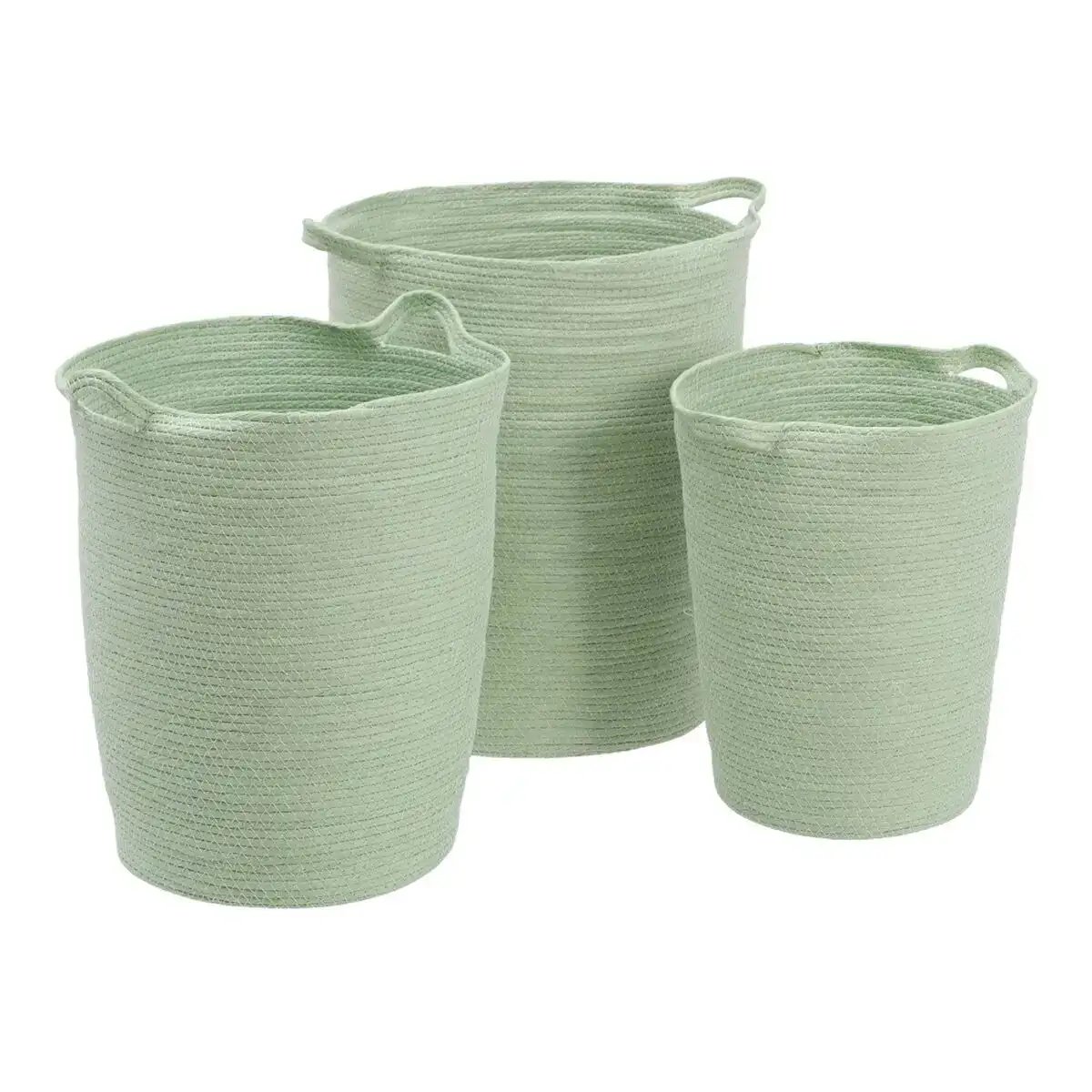 Lot de paniers corde vert clair 48 x 48 x 42 cm 3 pieces _4829. DIAYTAR COTE D'IVOIRE - Où Chaque Produit a son Histoire. Découvrez notre gamme de produits, chacun portant en lui le récit de l'artisanat et de la passion, pour vous offrir une expérience de shopping authentique.