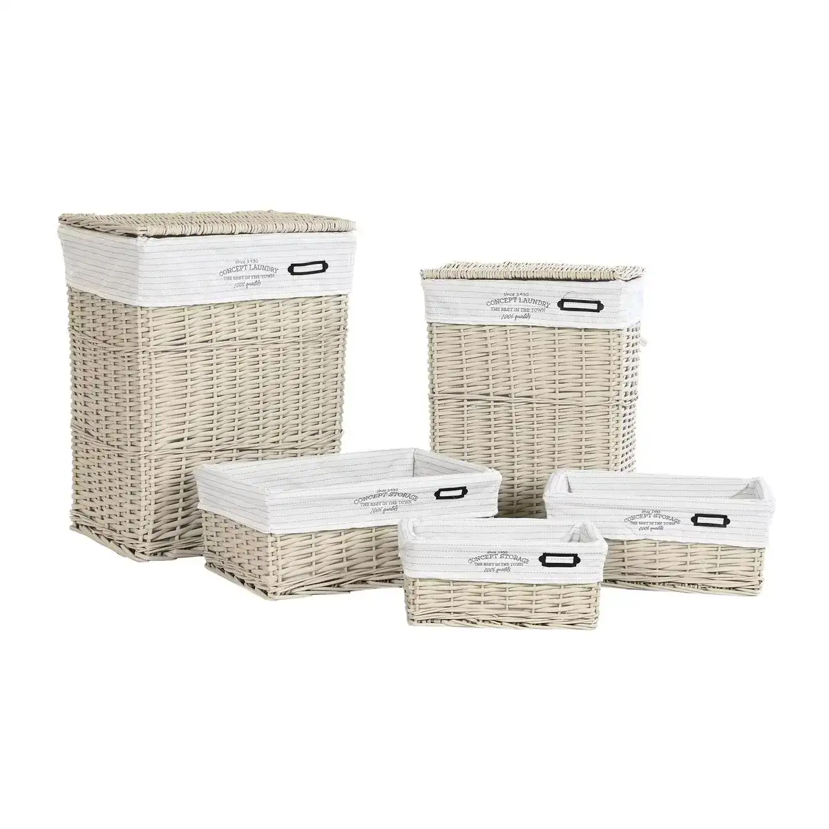 Lot de paniers dkd home decor beige polyester osier 44 x 34 x 56 cm _9888. DIAYTAR COTE D'IVOIRE - Où la Tradition s'Harmonise avec le Moderne. Parcourez notre gamme diversifiée et choisissez des produits qui révèlent l'âme du Côte d'Ivoire.