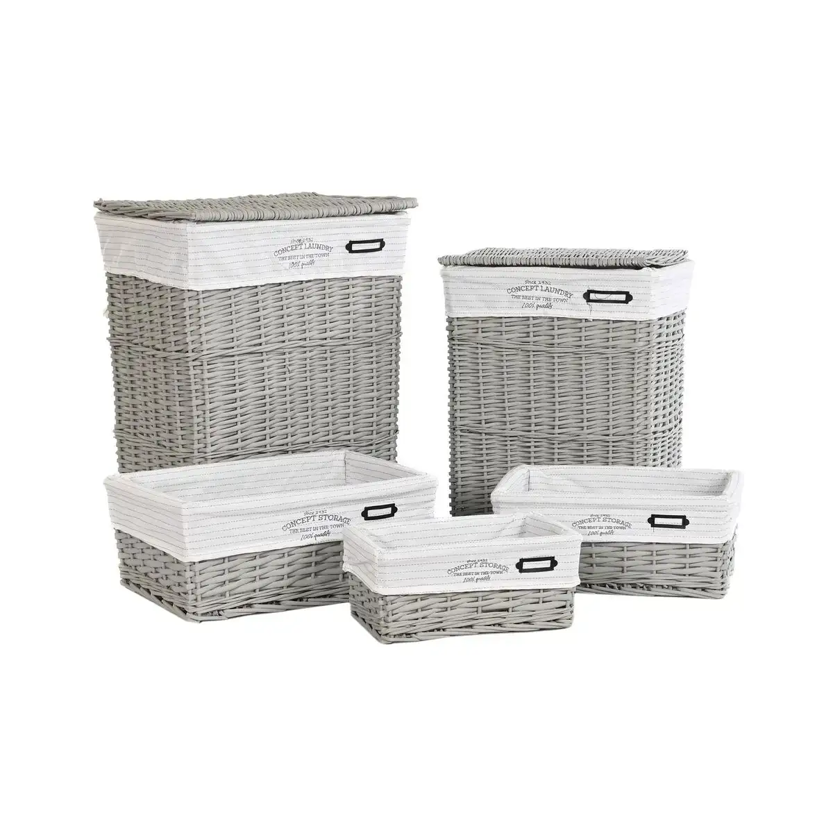 Lot de paniers dkd home decor gris polyester osier 44 x 34 x 56 cm _3041. DIAYTAR COTE D'IVOIRE - Où Choisir Rime avec Qualité. Découvrez notre sélection soigneusement conçue et choisissez des articles qui incarnent l'excellence et l'innovation.