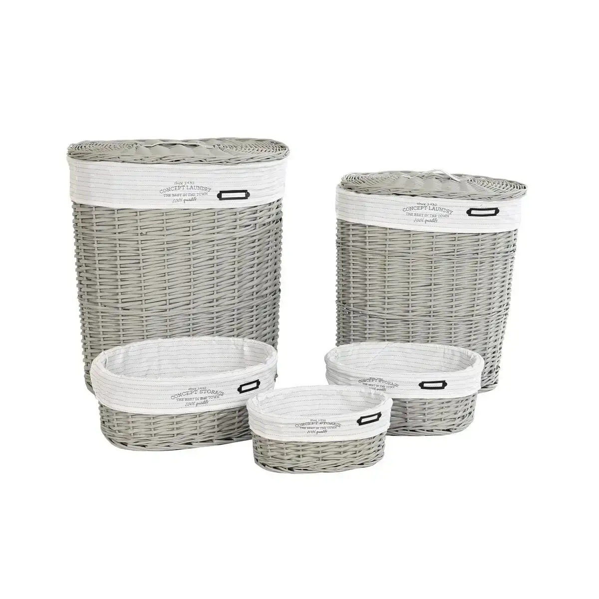 Lot de paniers dkd home decor gris polyester osier 51 x 37 x 56 cm _1578. DIAYTAR COTE D'IVOIRE - Là où la Tradition Devient Tendance. Naviguez à travers notre boutique en ligne et choisissez des produits qui allient l'authenticité au contemporain.