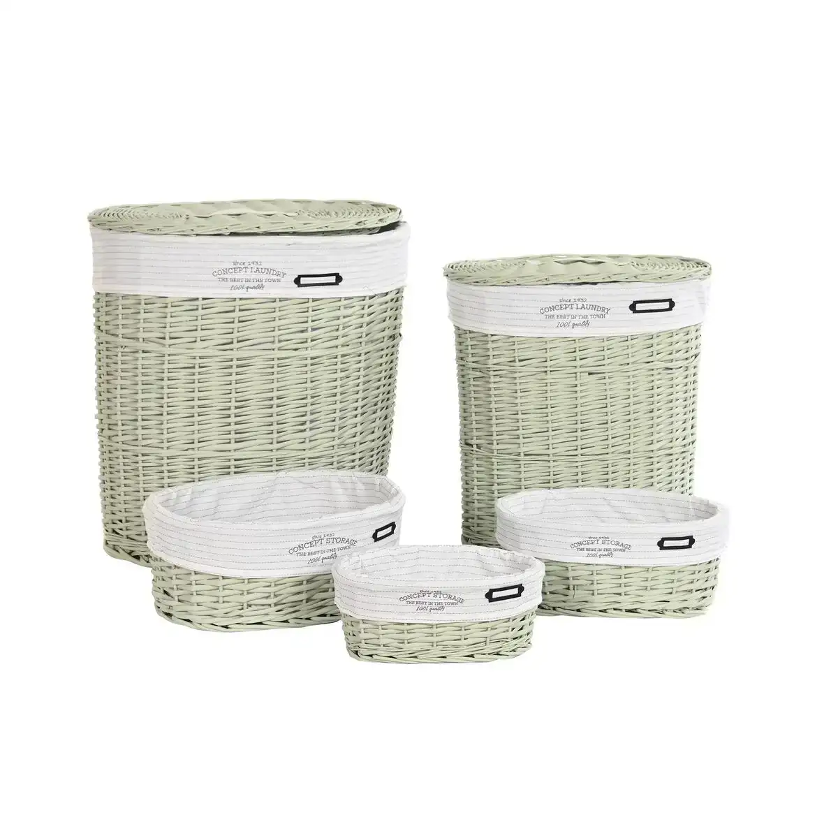 Lot de paniers dkd home decor vert osier 51 x 37 x 56 cm_1588. DIAYTAR COTE D'IVOIRE - Où Choisir est une Découverte. Parcourez notre catalogue et trouvez des articles qui éveillent votre curiosité et enrichissent votre expérience shopping.