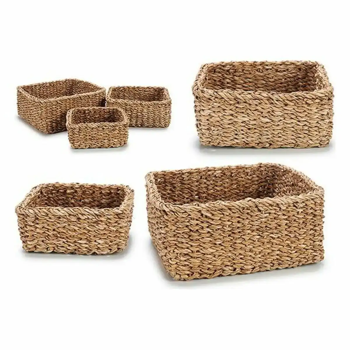 Lot de paniers marron algues marines 27 x 14 x 27 cm_1504. DIAYTAR COTE D'IVOIRE - Là où Chaque Achat a du Sens. Explorez notre gamme et choisissez des produits qui racontent une histoire, du traditionnel au contemporain.