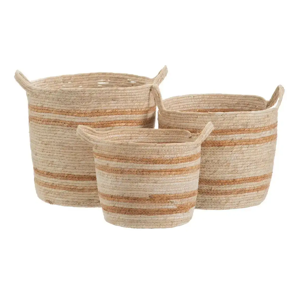 Lot de paniers naturel beige 33 x 33 x 38 cm fibre naturelle 3 pieces _8087. DIAYTAR COTE D'IVOIRE - Où l'Élégance Rencontré l'Accessibilité. Parcourez notre catalogue et trouvez des produits qui apportent une touche de sophistication à votre vie quotidienne sans compromettre votre budget.