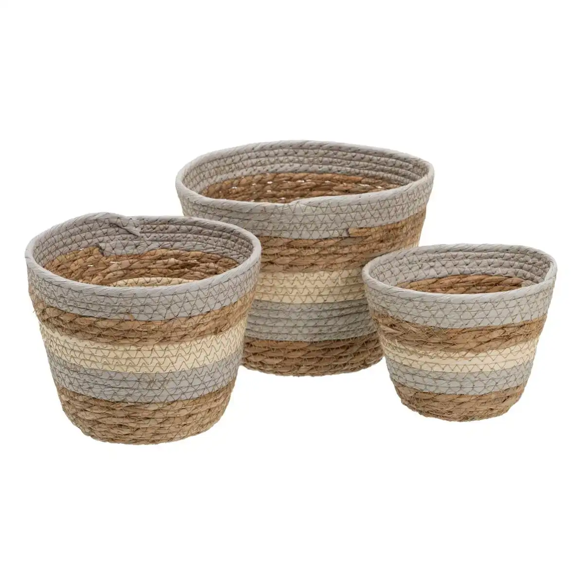 Lot de paniers naturel gris 17 x 17 x 20 cm fibre naturelle 3 pieces _2946. DIAYTAR COTE D'IVOIRE - Là où Chaque Produit est une Trouvaille Unique. Découvrez notre boutique en ligne et trouvez des articles qui vous distinguent par leur originalité.