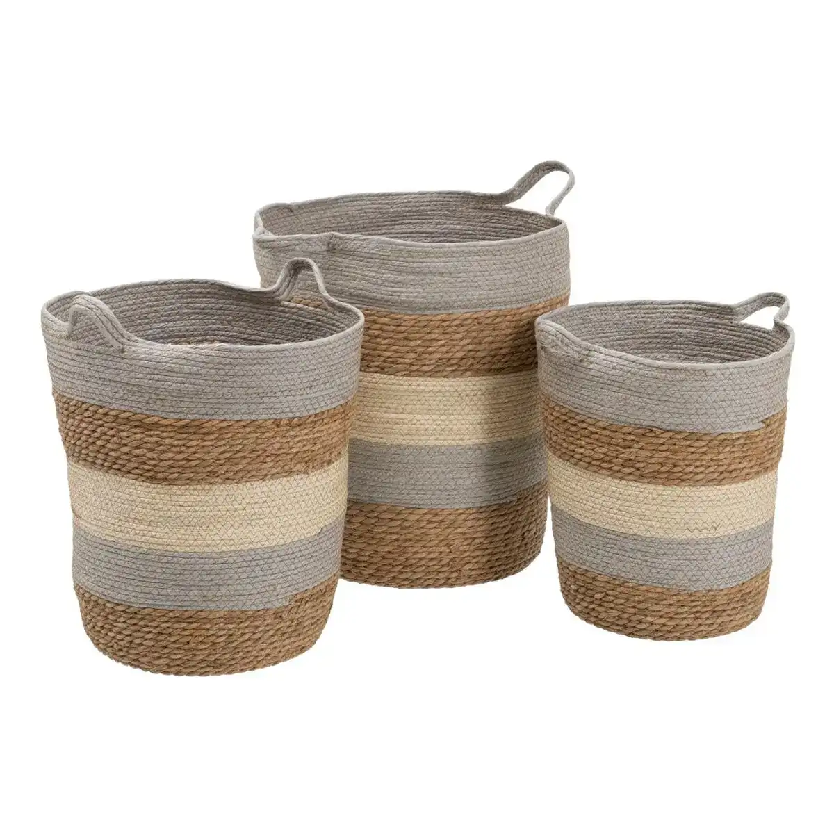 Lot de paniers naturel gris fibre naturelle 48 x 48 x 42 cm 3 pieces _2656. DIAYTAR COTE D'IVOIRE - Là où l'Élégance Devient un Mode de Vie. Naviguez à travers notre gamme et choisissez des produits qui apportent une touche raffinée à votre quotidien.