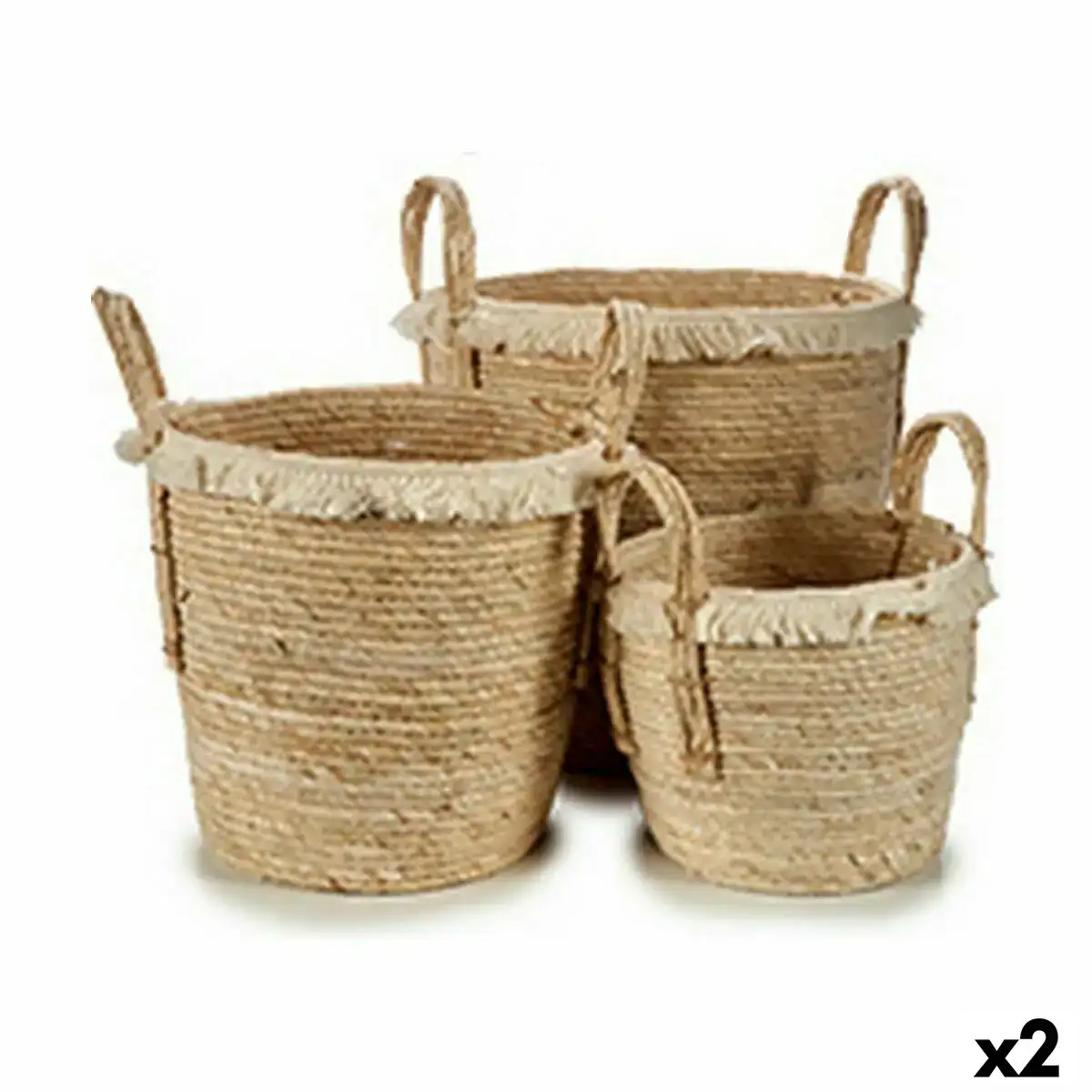 Lot de paniers naturel paille 2 unites _7665. DIAYTAR COTE D'IVOIRE - Là où la Qualité est Non Négociable. Parcourez notre boutique en ligne pour découvrir des produits qui incarnent le raffinement et l'excellence du Côte d'Ivoire.