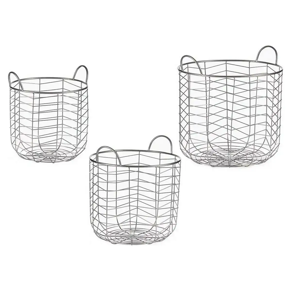 Lot de paniers rond argente metal 3 pcs _7723. Bienvenue chez DIAYTAR COTE D'IVOIRE - Où le Shopping Devient un Voyage. Explorez notre plateforme pour dénicher des produits uniques, racontant l'histoire et l'âme du Côte d'Ivoire.