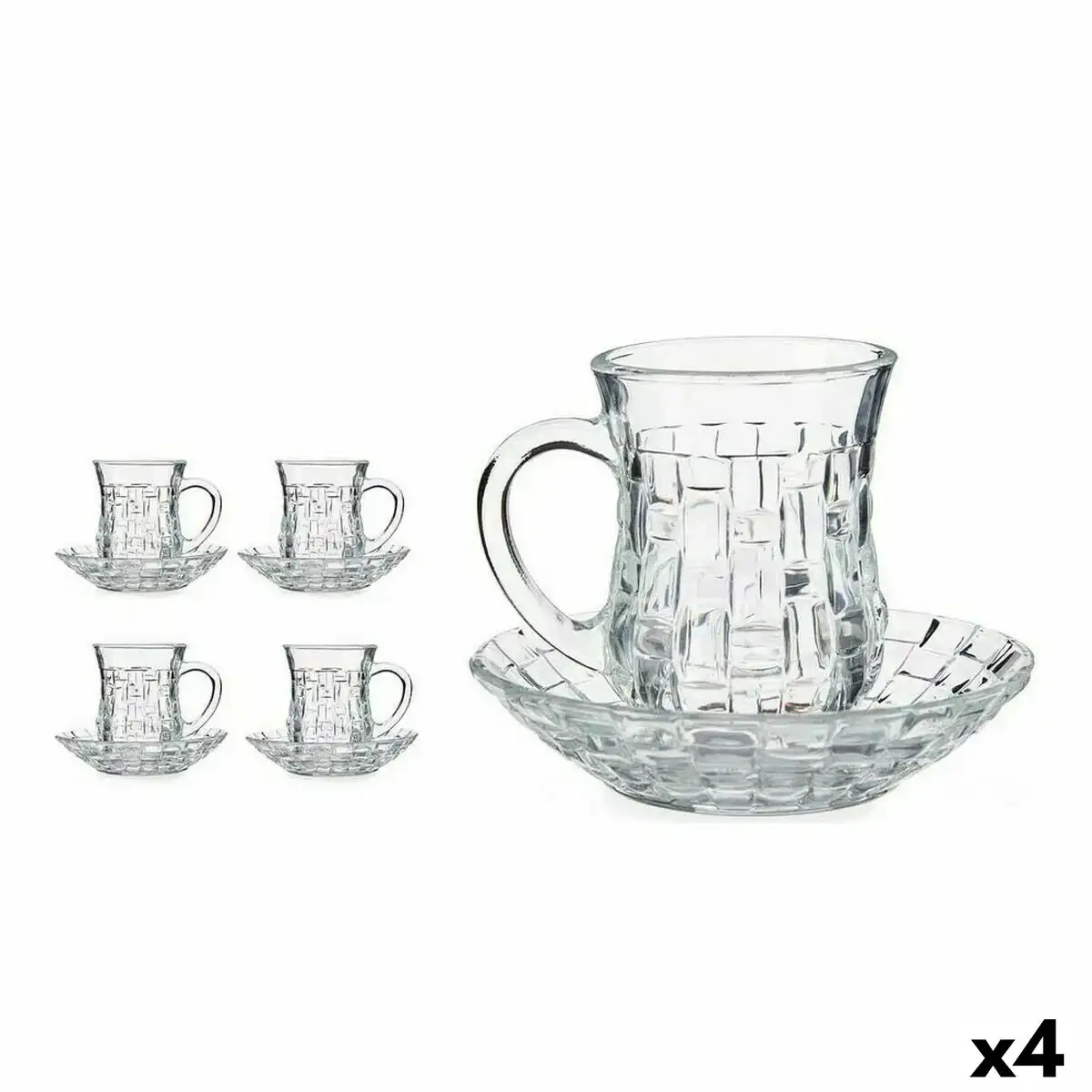 Lot de tasses avec soucoupes 125 ml transparent verre 12 x 9 x 12 cm 4 unites _3580. DIAYTAR COTE D'IVOIRE - Votre Oasis de Shopping en Ligne. Explorez notre boutique et découvrez des produits qui ajoutent une touche de magie à votre quotidien.