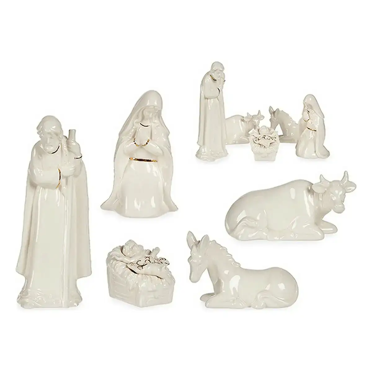 Lot figurine pour creche blanc dore ceramique_6602. DIAYTAR COTE D'IVOIRE - Là où Chaque Produit a son Propre Éclat. Explorez notre boutique en ligne et trouvez des articles qui ajoutent de la brillance à votre quotidien.