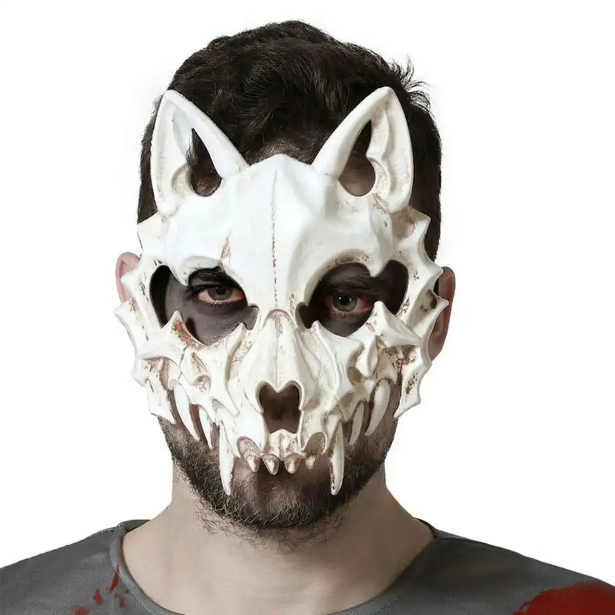 Masque blanc loup horreur_3056. DIAYTAR COTE D'IVOIRE - Où le Shopping Devient une Aventure Culturelle. Plongez dans notre univers de produits qui célèbrent l'héritage et l'artisanat du Côte d'Ivoire.