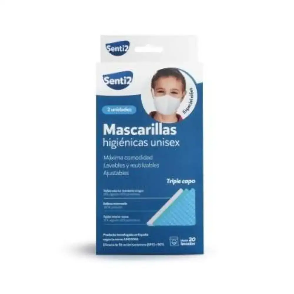 Masque en tissu hygienique reutilisable senti2 blanc enfant 2 uds _1327. DIAYTAR COTE D'IVOIRE - Où Choisir est un Plaisir. Explorez notre boutique en ligne et choisissez parmi des produits de qualité qui satisferont vos besoins et vos goûts.