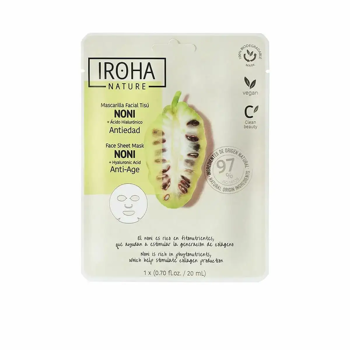 Masque hydratant anti age iroha nature mask acide hyaluronique 1 unites 20 ml _5993. Bienvenue sur DIAYTAR COTE D'IVOIRE - Où l'Authenticité Rencontre le Confort. Plongez dans notre univers de produits qui allient tradition et commodité pour répondre à vos besoins.