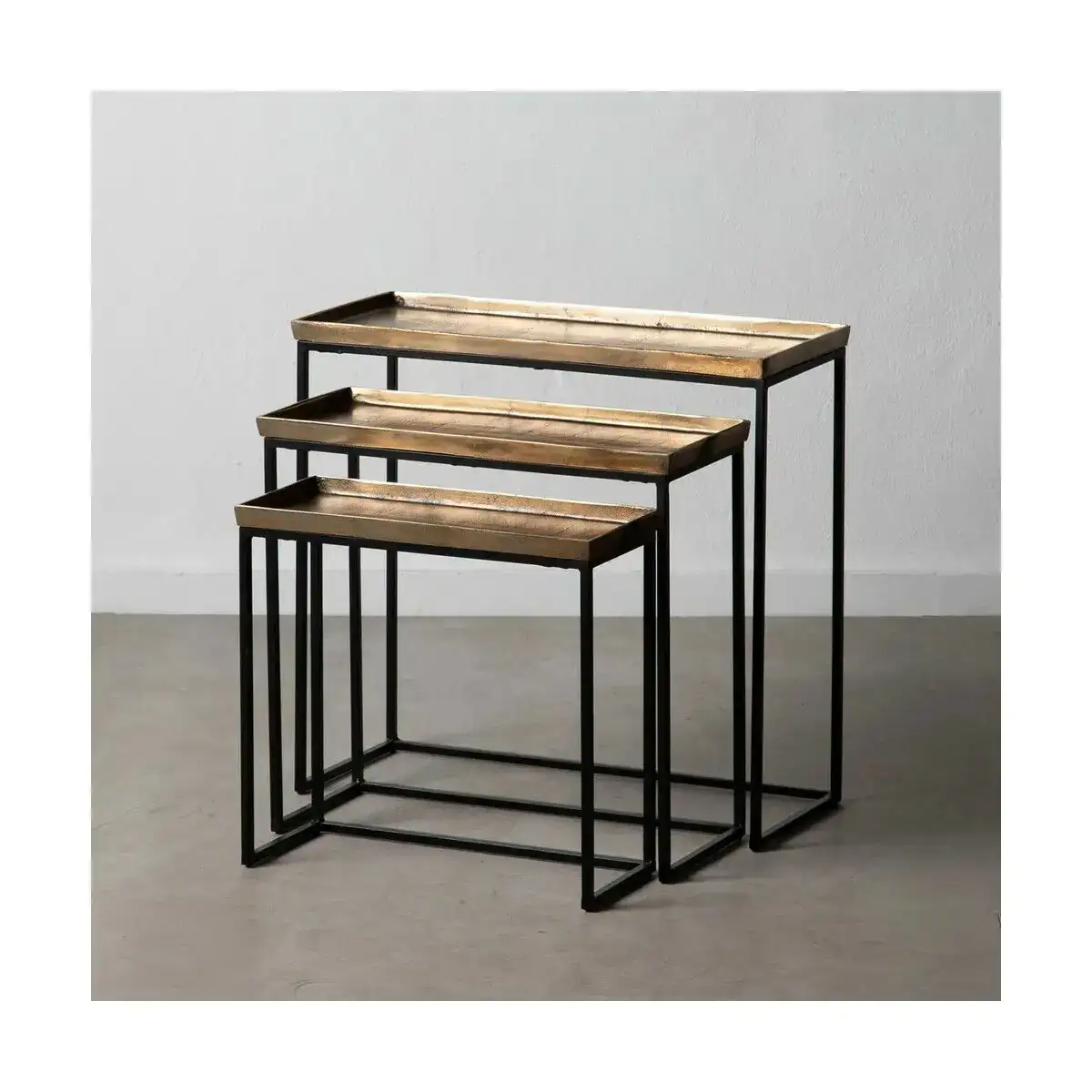 Meuble d entree 69 x 29 x 66 cm noir cuivre aluminium fer 3 unites _7429. DIAYTAR COTE D'IVOIRE - L'Art de Vivre le Shopping en Ligne. Découvrez notre plateforme intuitive et trouvez des produits qui vous inspirent et vous enchantent, à chaque clic.