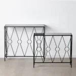 Meuble d entree 90 x 35 x 80 cm verre noir metal 2 unites _7326. Entrez dans l'Univers de DIAYTAR COTE D'IVOIRE - Où l'Authenticité Renouvelle Votre Quotidien. Explorez notre gamme de produits et trouvez des articles qui reflètent votre essence.