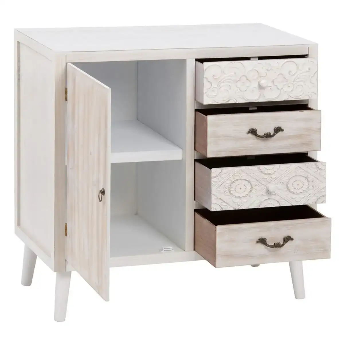 Meuble d entree avec tiroirs dune naturel blanc bois d epicea 80 x 40 x 80 cm_2678. DIAYTAR COTE D'IVOIRE - Là où Choisir est un Acte d'Amour pour le Côte d'Ivoire. Explorez notre gamme et choisissez des produits qui célèbrent la culture et l'artisanat du pays.